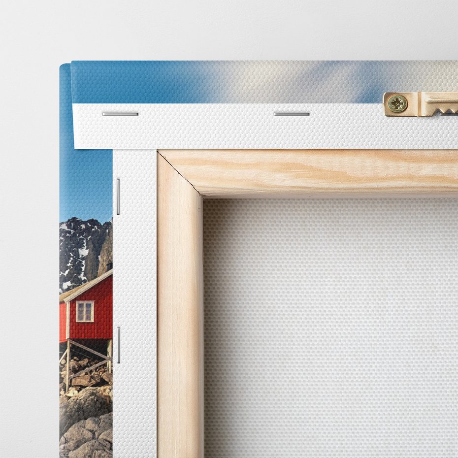 Obraz na płótnie - góry, domki, morze