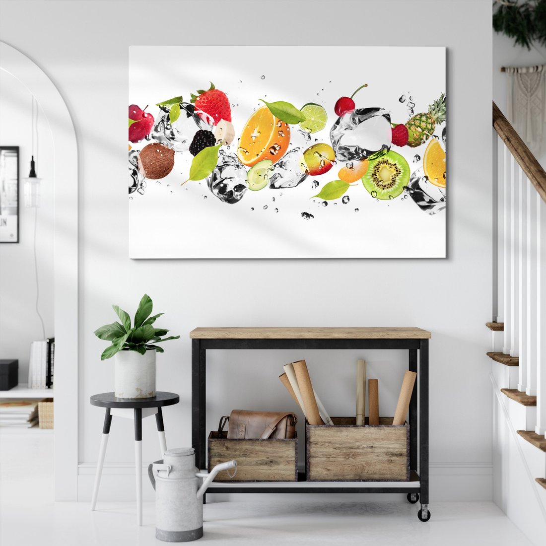 Obraz na płótnie - owoce, lód, świeżość