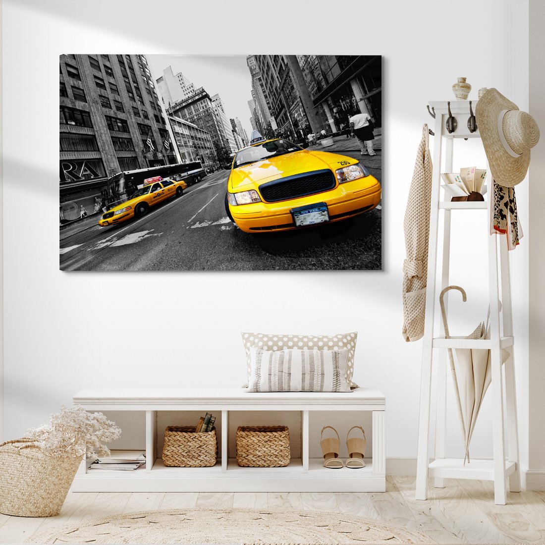 Obraz na płótnie - taxi, miasto, ulica