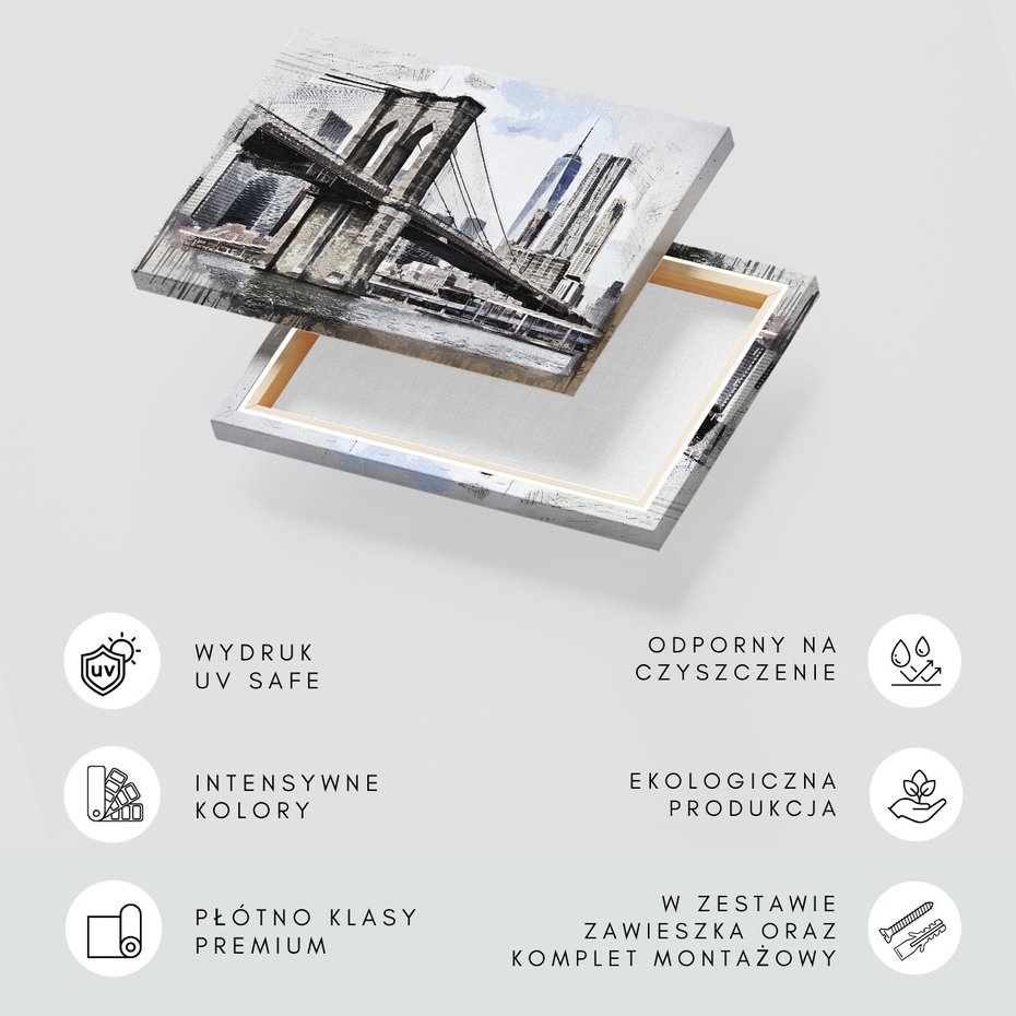 Obraz na płótnie - most, miasto, budynki