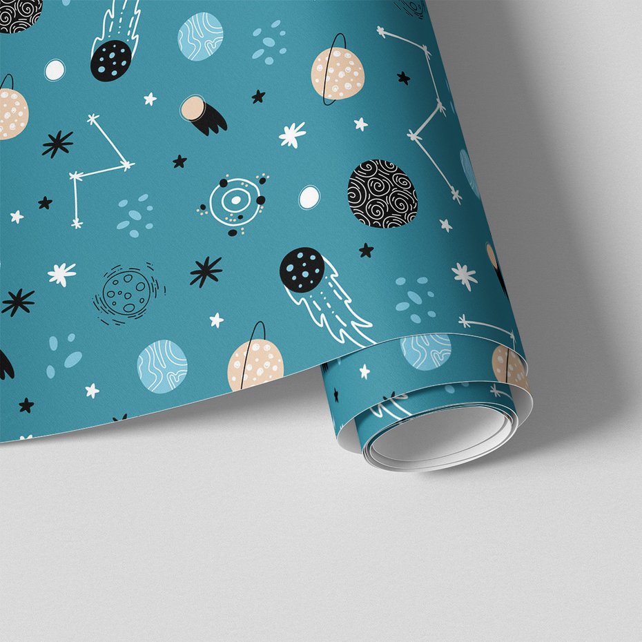 Tapeta - dziecięca, planety, gwiazdy, komety