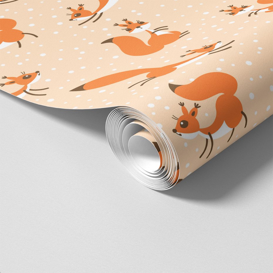 Tapeta - dziecięca, wiewiórka, ogon, kropki