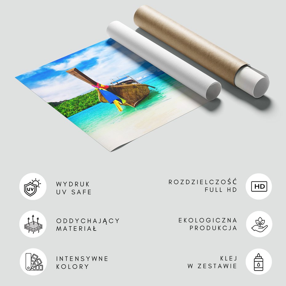 Fototapeta - łódź, plaża, morze