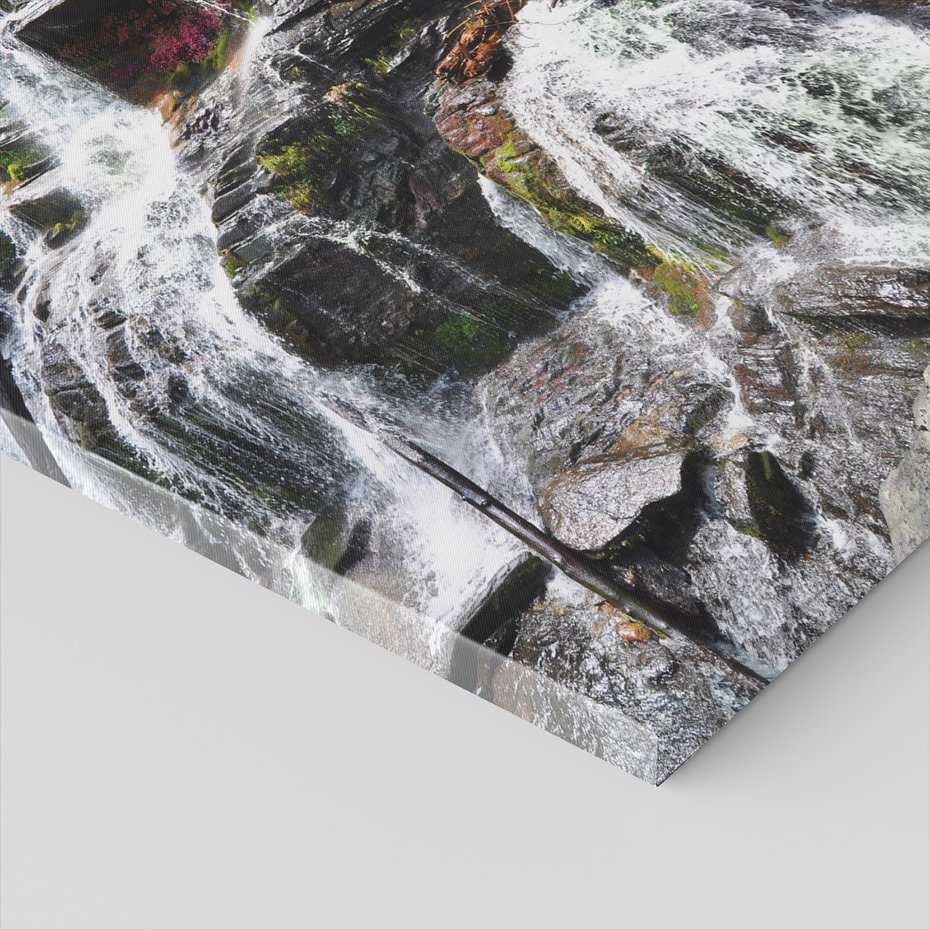 Obraz na płótnie - wodospad, las, skały