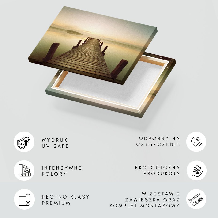 Obraz na płótnie - jezioro, pomost, woda