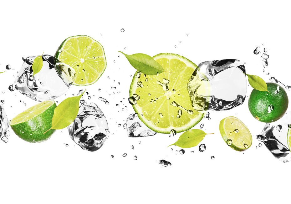 Fototapeta - limonka, lód, woda