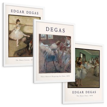 Zestaw obrazy w ramie, plakaty - balet, tancerki, Degas - rama biała