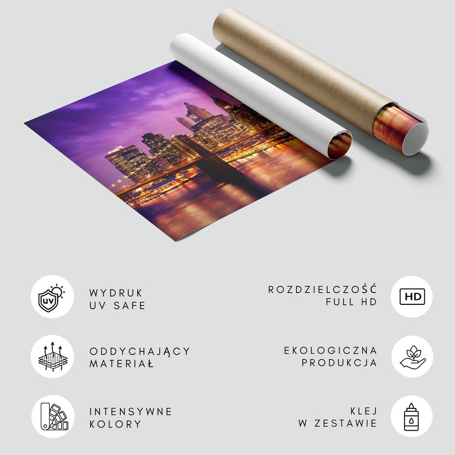 Fototapeta - miasto, most, noc