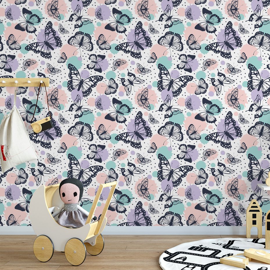 Tapeta - motyle, tło, kropki