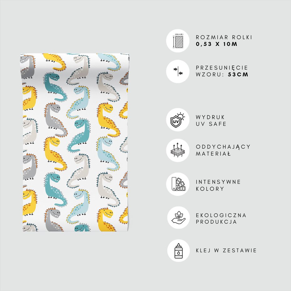 Tapeta - dziecięca, dinozaury, wzór, tło