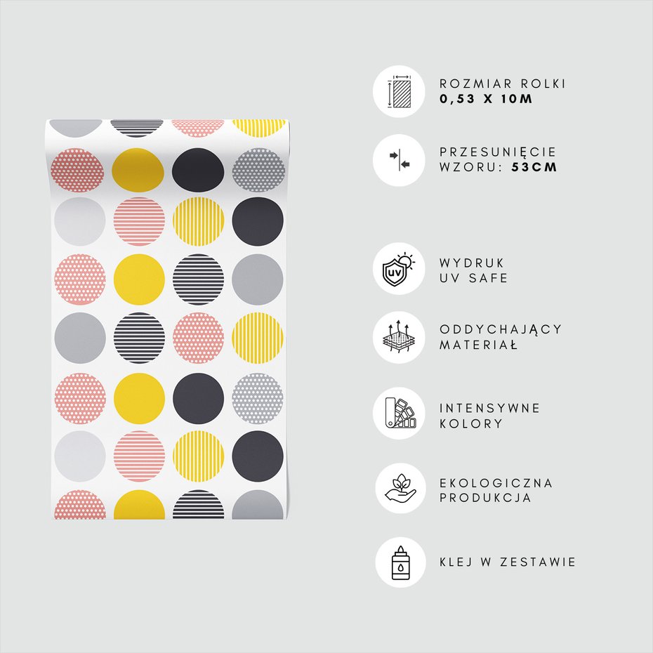 Tapeta - koła, linie, kropki