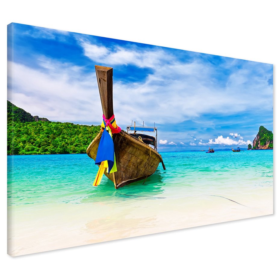 Obraz na płótnie - plaża, łódź, morze
