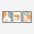 Zestaw obrazy w ramie, plakaty - abstrakcja, pastelowe, kształty - rama czarna