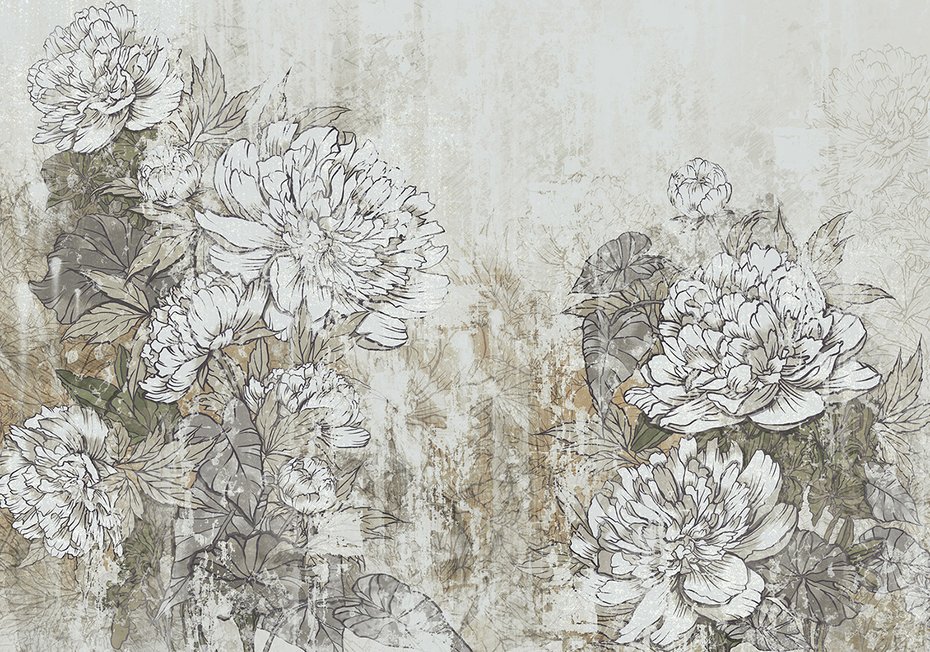 Fototapeta - loft, kwiaty, mural