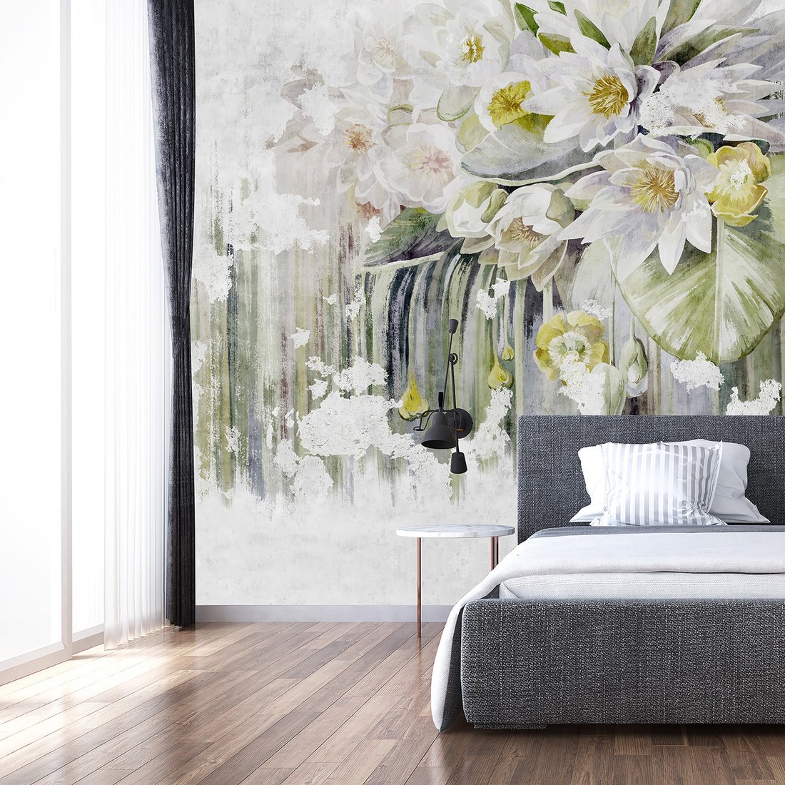 Fototapeta - loft, kwiaty, mural