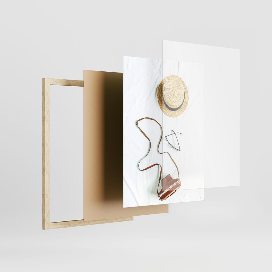 Zestaw obrazy w ramie, plakaty - vintage, kawa, tekst - rama drewno