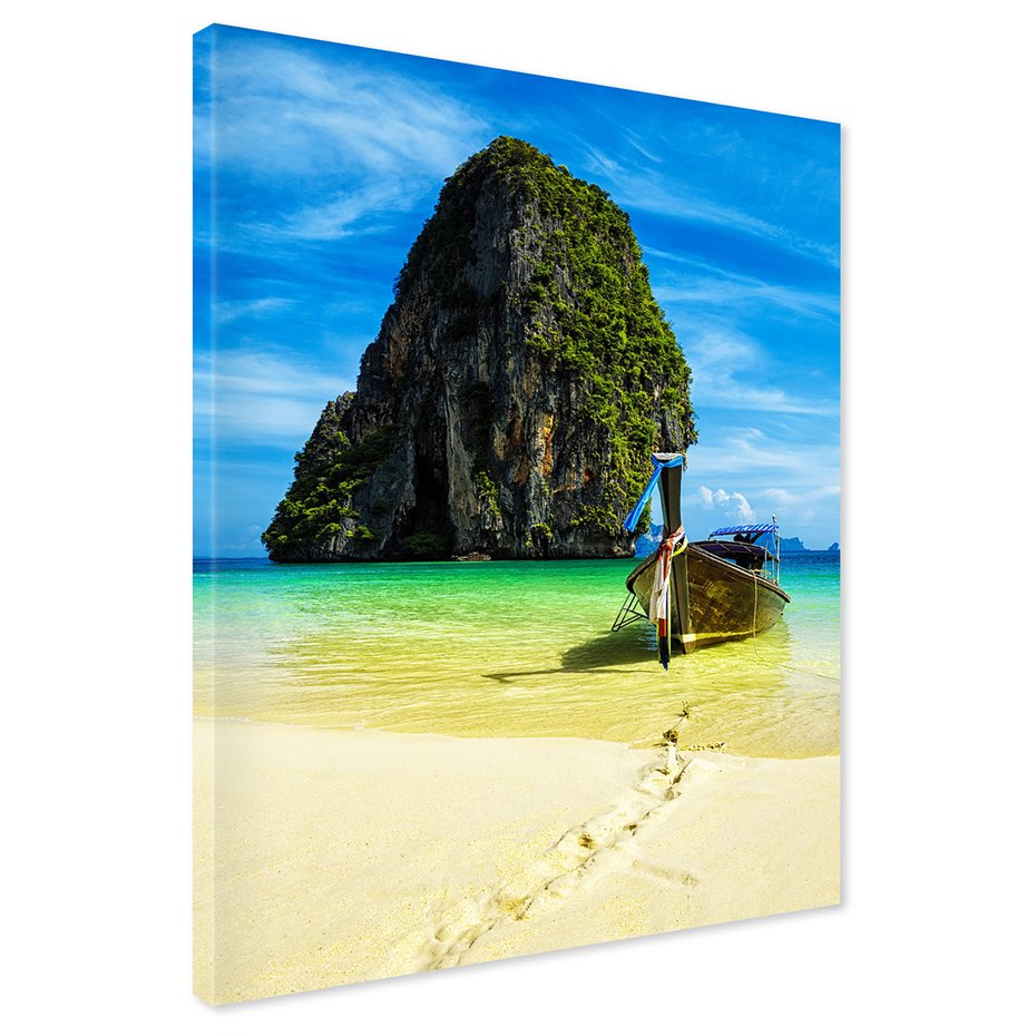 Obraz na płótnie - plaża, morze, łódź