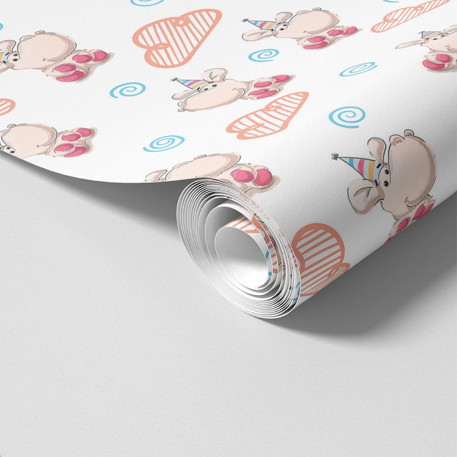 Tapeta - dziecięca, hipopotam, chmura, spirala