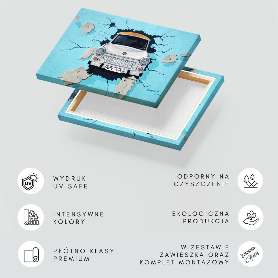 Obraz na płótnie - Trabant, mur, auto