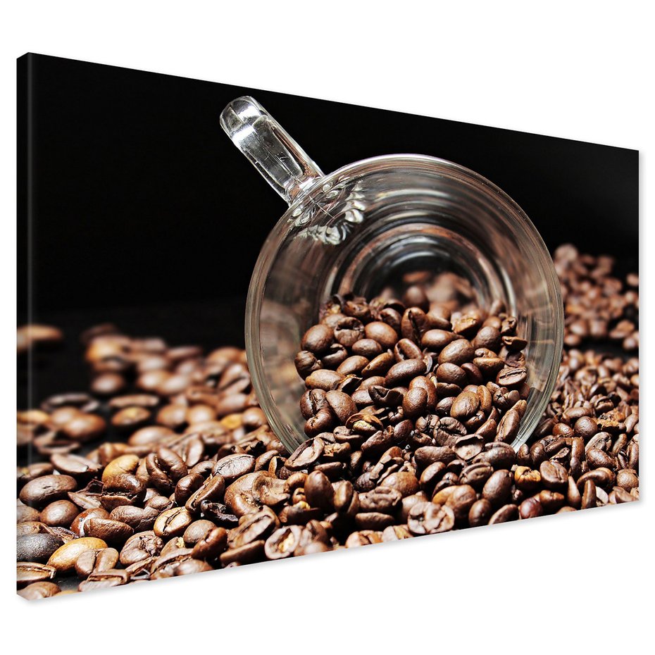 Obraz na płótnie - kawa, ziarna, filiżanka