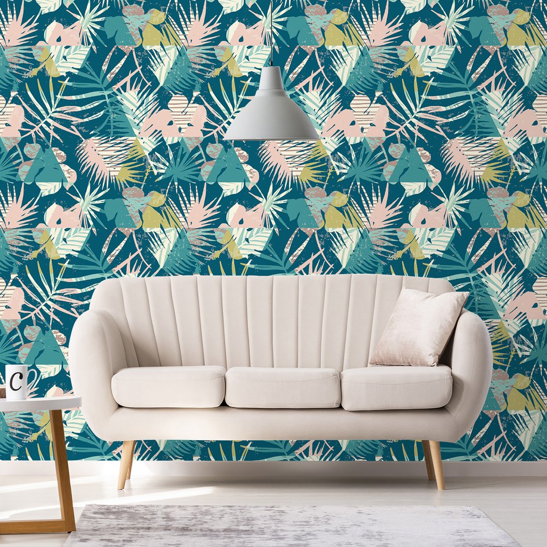 Tapeta - liście, trójkąty, abstrakcja