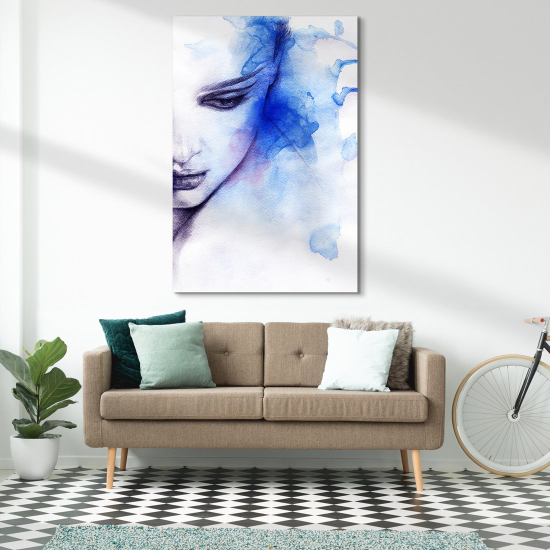 Obraz na płótnie - akwarela, portret, twarz