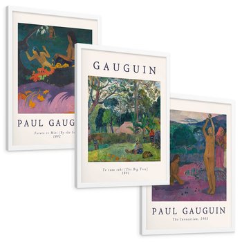 Zestaw obrazy w ramie, plakaty - Paul Gauguin,obrazy,tropyczne - rama biała