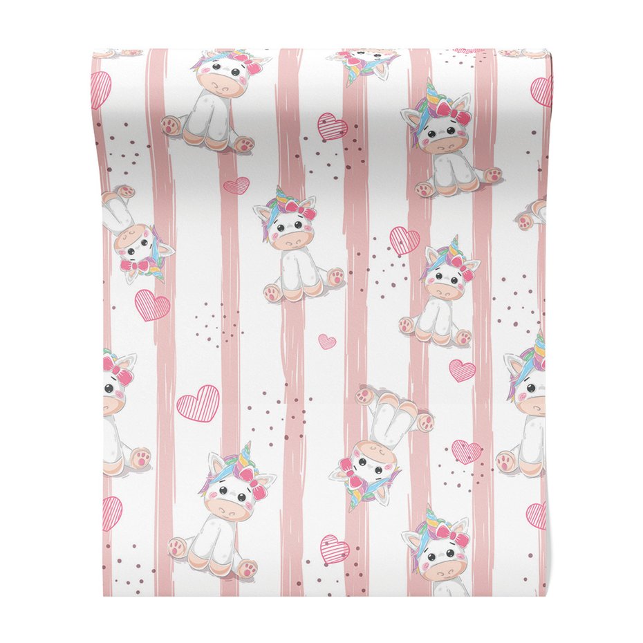 Tapeta - dziecięca, jednorożec, serca, tło