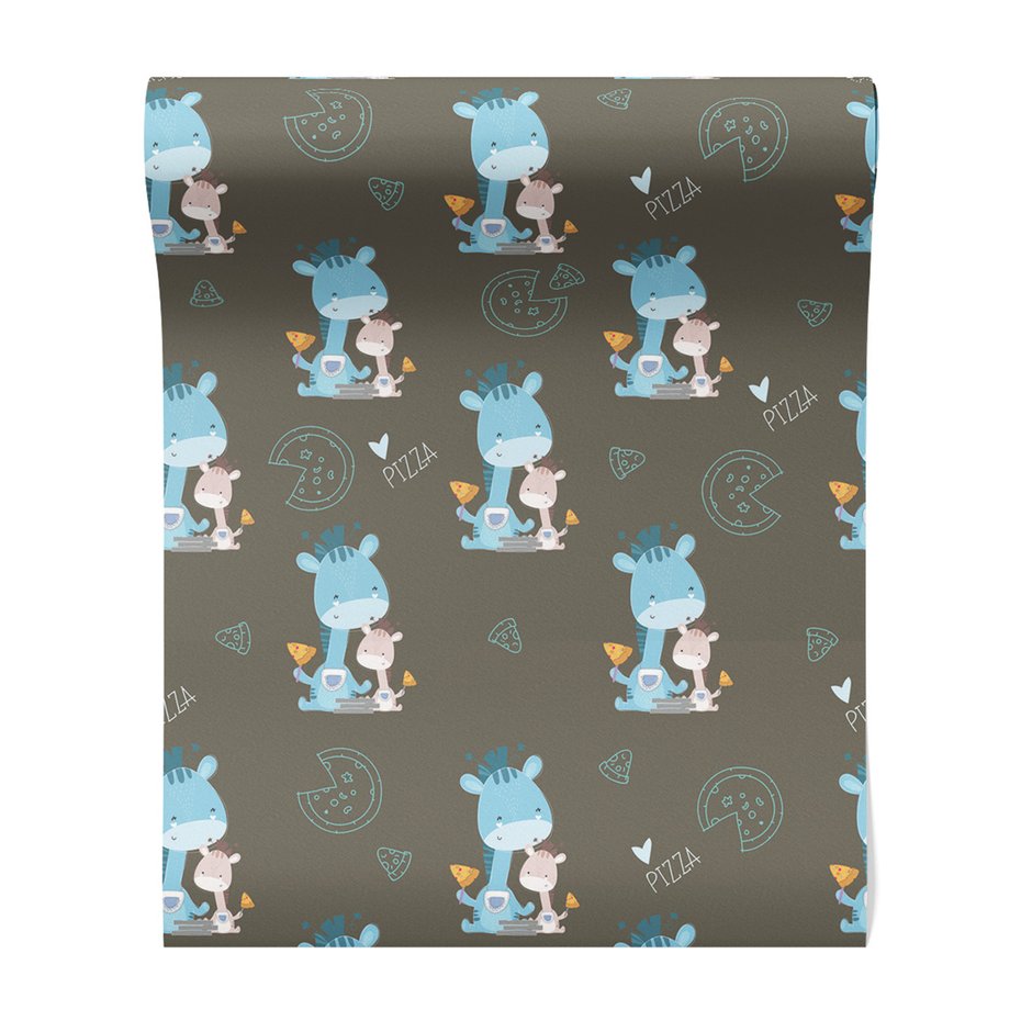 Tapeta - dziecięca, żyrafy, pizza, tło