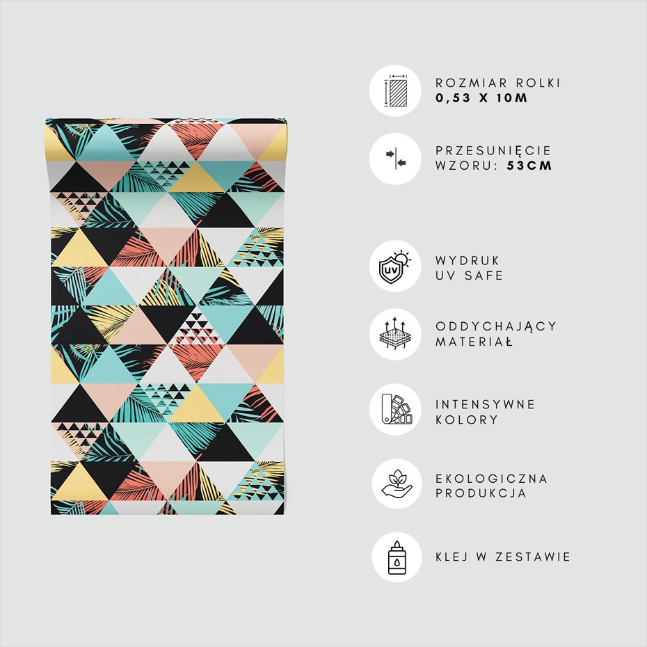 Tapeta - trójkąty, liście, abstrakcja