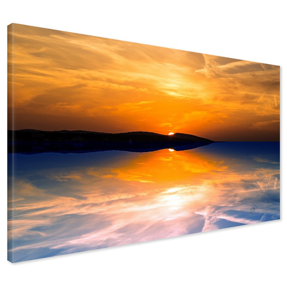 Obraz na płótnie - zachód słońca, morze, odbicie