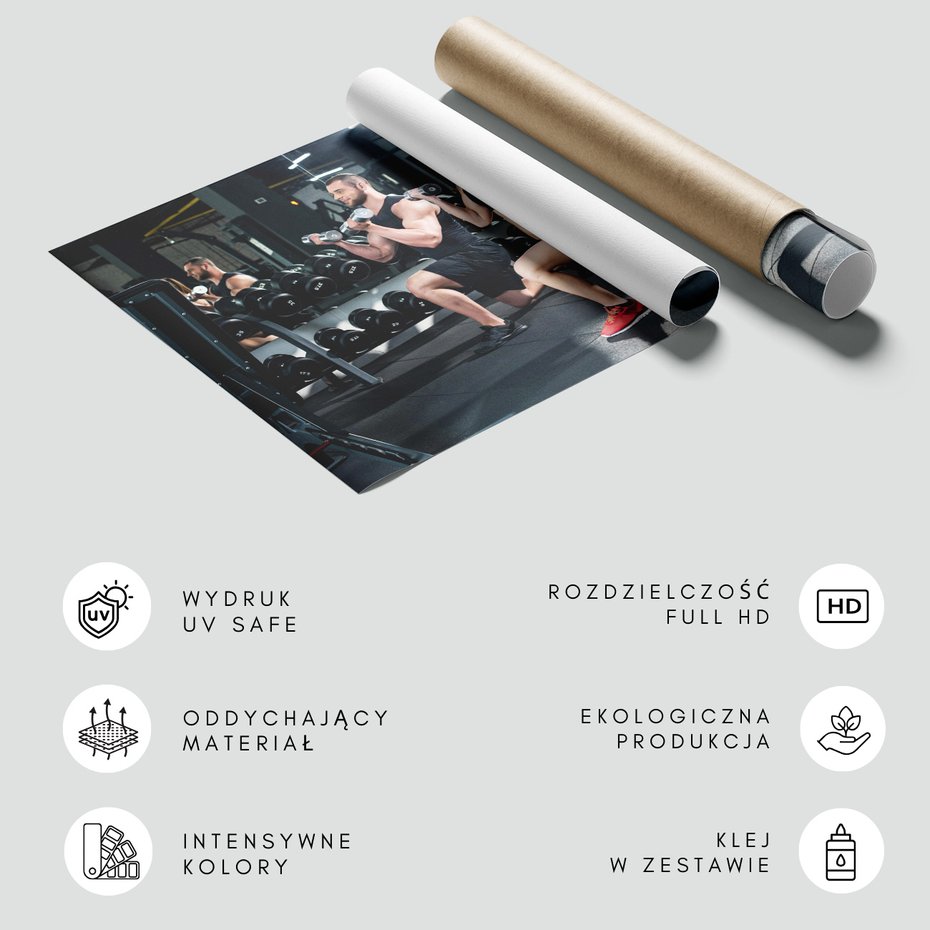 Fototapeta - siłownia, ćwiczenia, ciężary