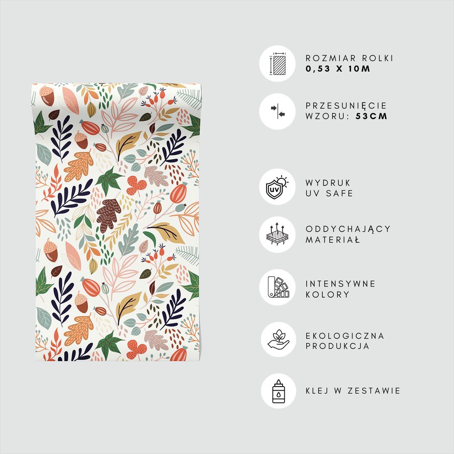 Tapeta - liście, żołędzie, owoce