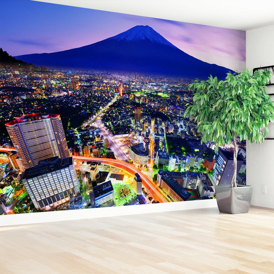 Fototapeta - miasto, noc, góra