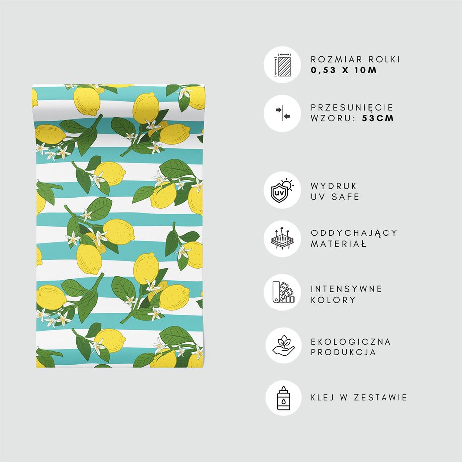 Tapeta - cytryna, liście, kwiaty