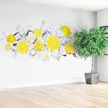 Fototapeta - cytryny, kostki lodu, świeżość