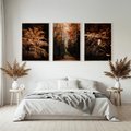 Zestaw obrazy w ramie, plakaty - jesień, liście, brązowy - rama drewno