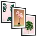 Zestaw obrazy w ramie, plakaty - monstera, liście, roślina - rama czarna