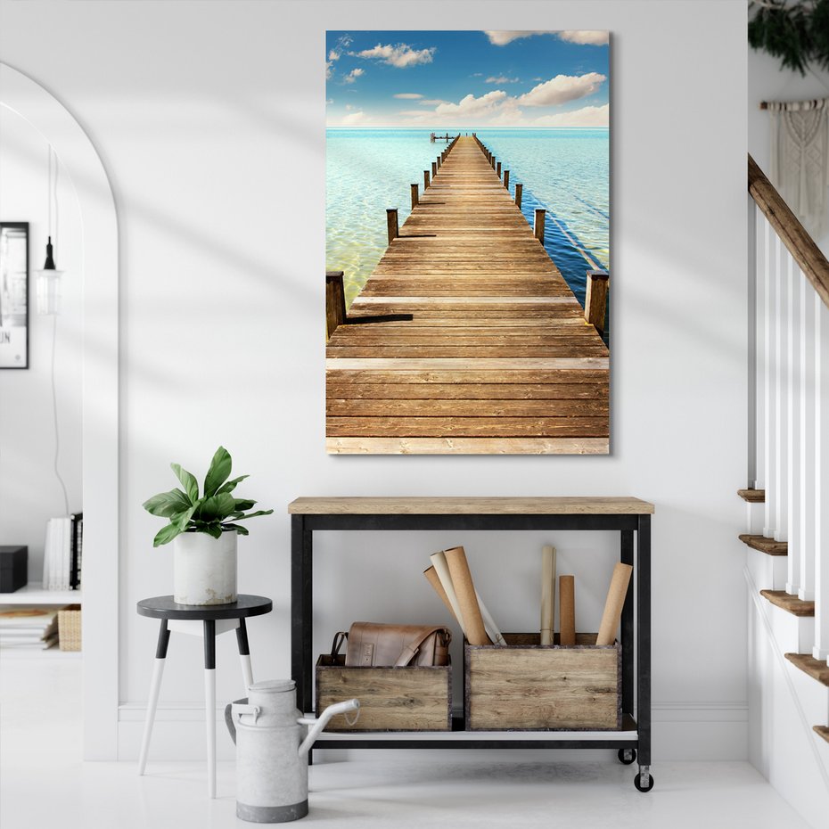 Obraz na płótnie - drewno, morze, pomost
