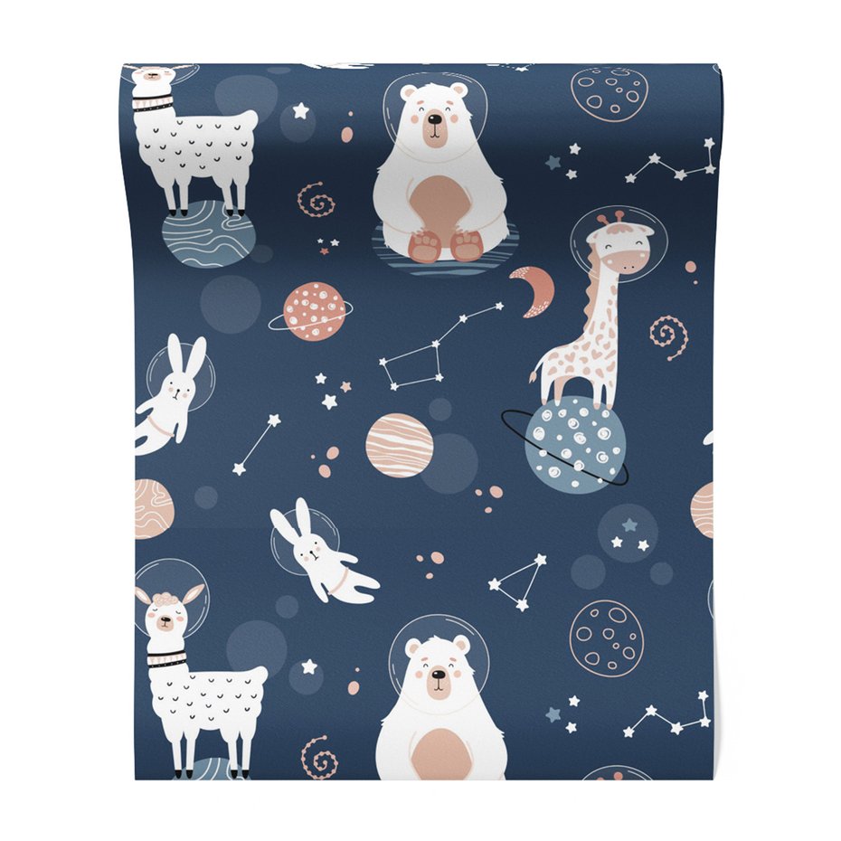 Tapeta - dziecięca, kosmos, zwierzęta, konstelacje