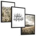 Zestaw obrazy w ramie, plakaty - natura, rośliny, góry - rama czarna