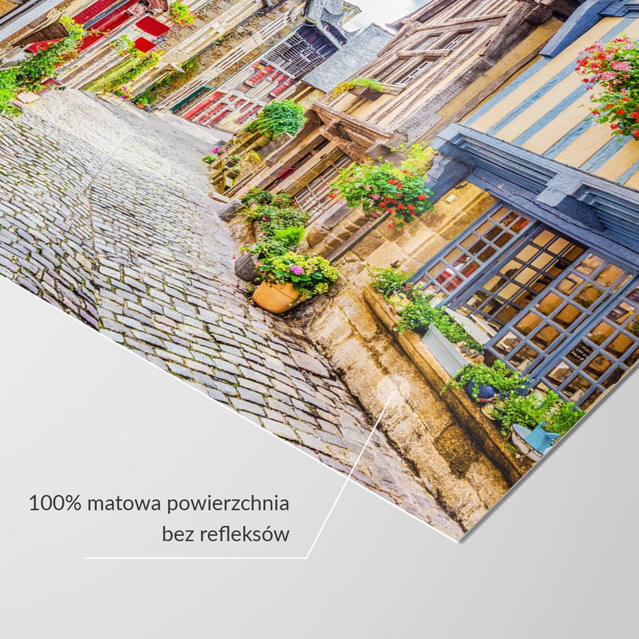 Fototapeta - uliczka, kwiaty, budynki