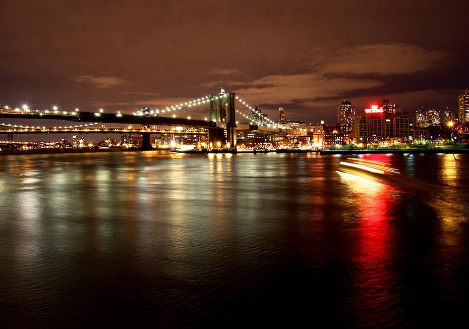 Fototapeta - miasto, most, noc