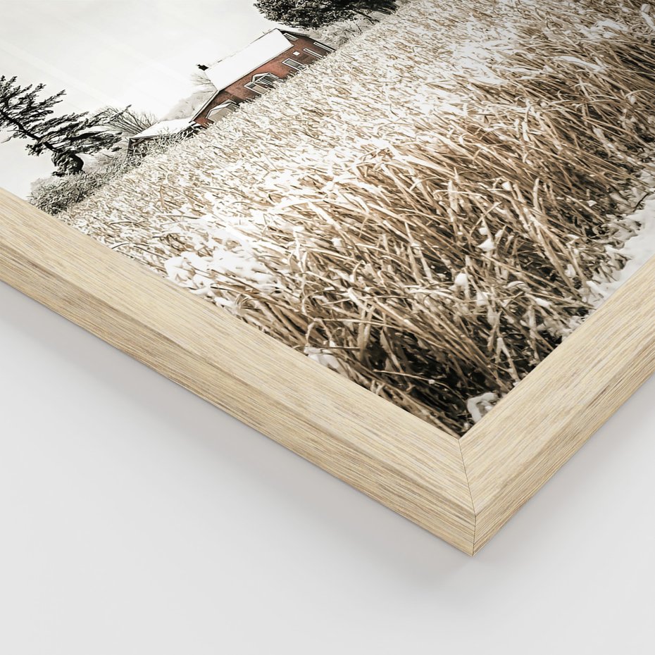 Zestaw obrazy w ramie, plakaty - wieś, dom, drewno - rama drewno