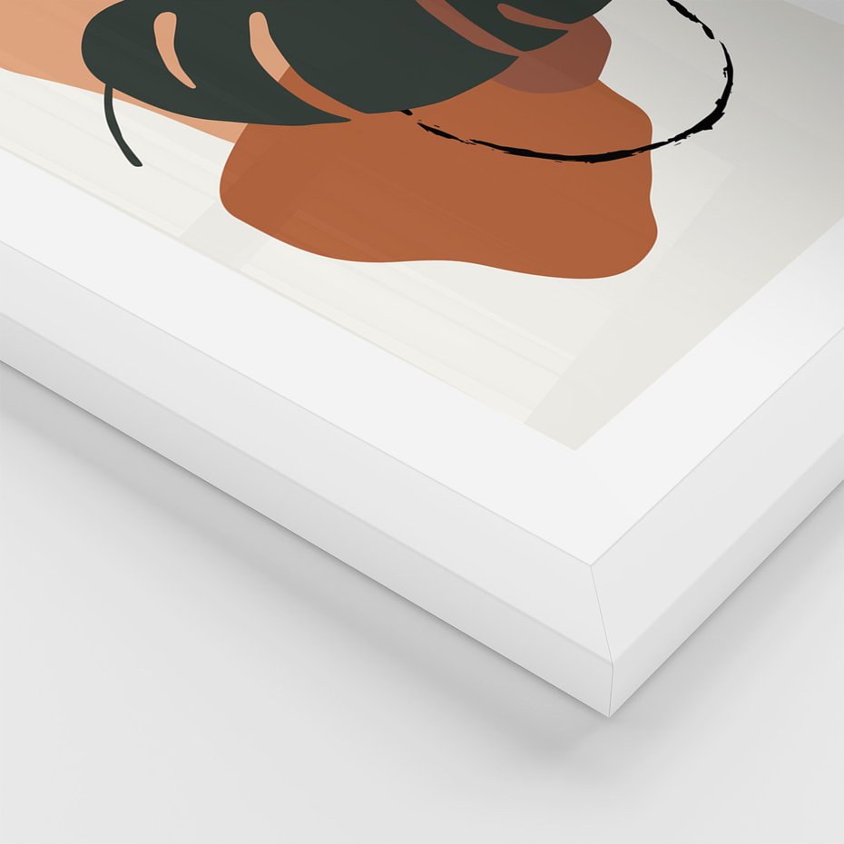 Zestaw obrazy w ramie, plakaty - liście, monstera, abstrakcja - rama biała