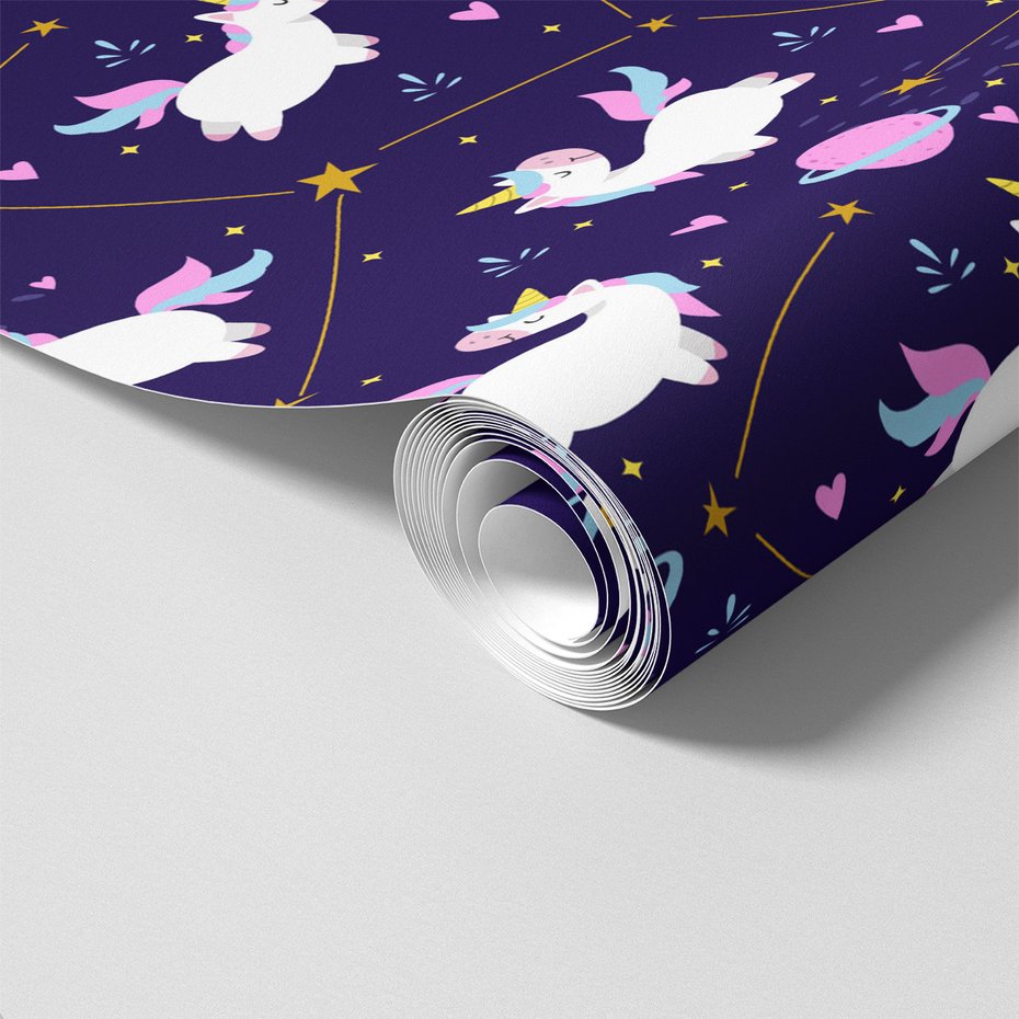 Tapeta - dziecięca, jednorożce, gwiazdy, planety