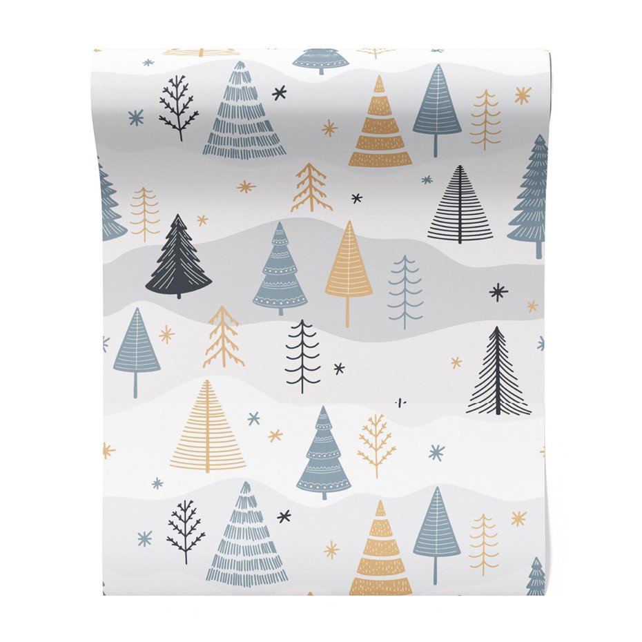 Tapeta - drzewa, śnieg, gwiazdki