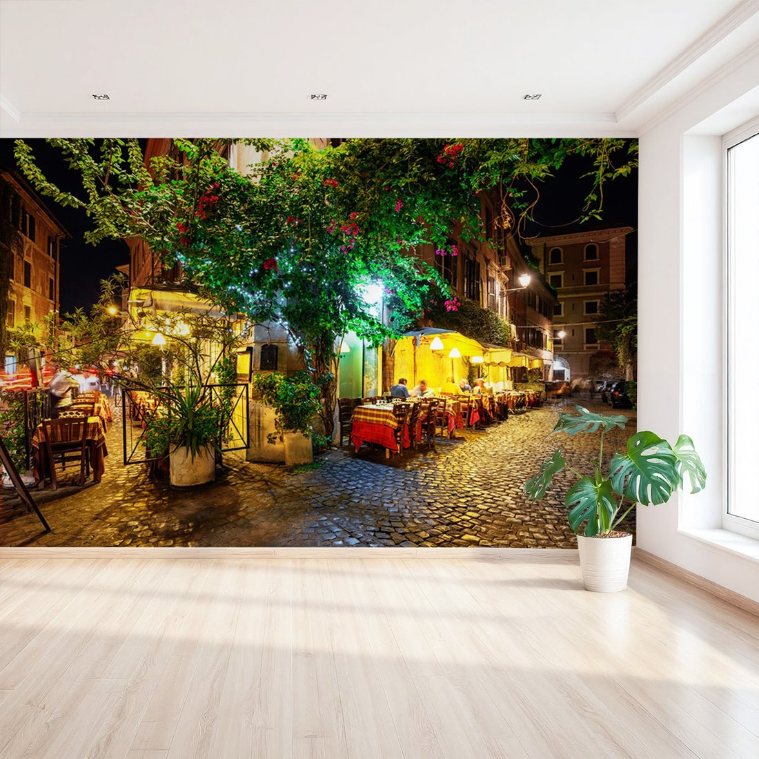 Fototapeta - miasto, noc, restauracja