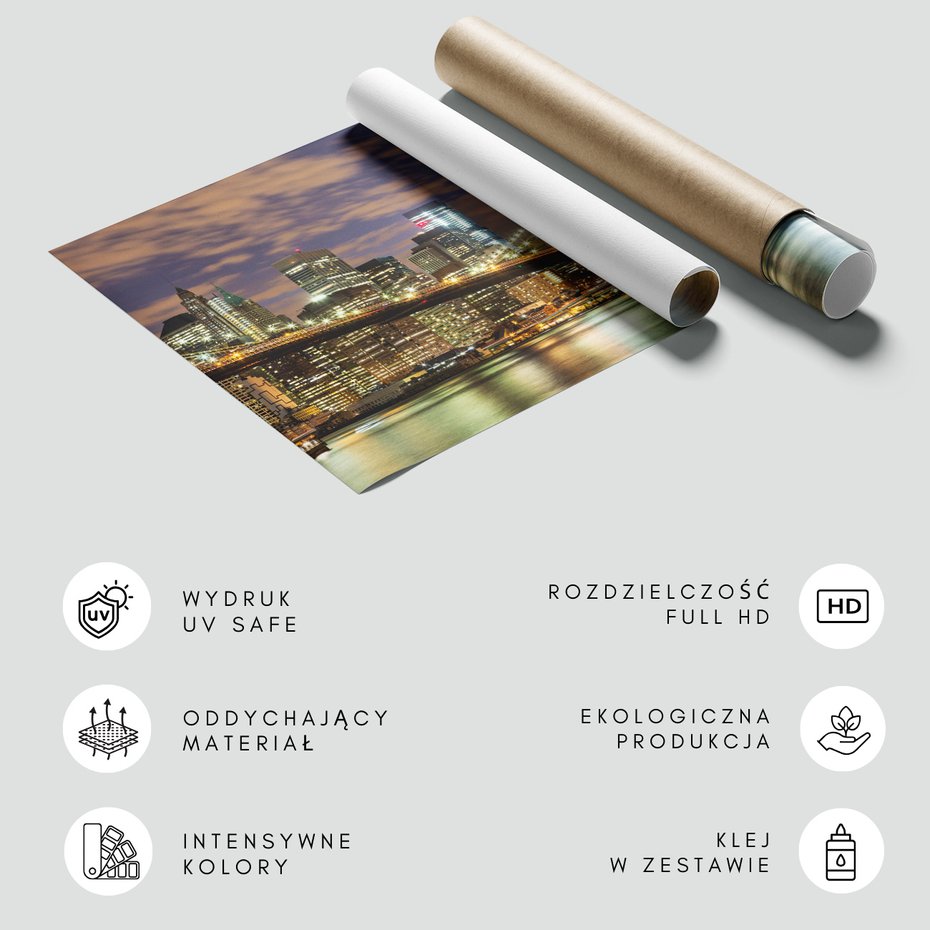 Fototapeta - miasto, most, noc