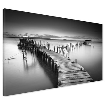 Obraz na płótnie - pomost, woda, czarny i biały